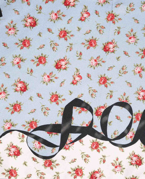 Dolce&Gabbana Блакитна хустка із шовку в принт у вигляді троянд FN090RGDDLO