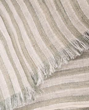 Brunello Cucinelli Зеленый шарф из льна в полоску MSCDAGL70