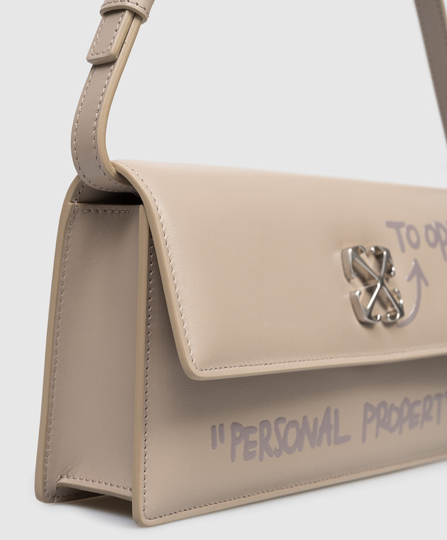 Off-White Бежева шкіряна сумка Jitney 1.0 OWNN172S26LEA001 зображення 4
