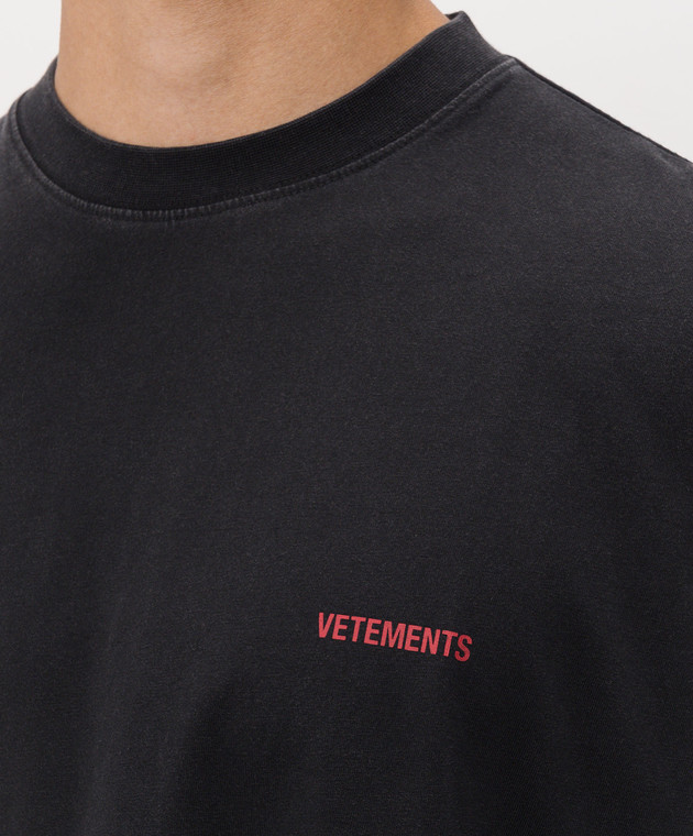 Vetements Черная футболка с принтом логотипа MH27TR142Bm изображение 5
