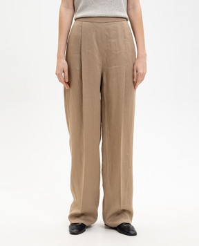 Agnona Коричневые брюки из льна T71008XU3049