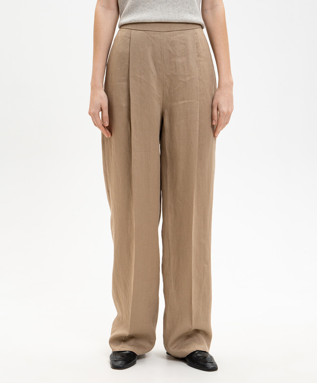 Agnona Коричневые брюки из льна T71008XU3049 изображение 3