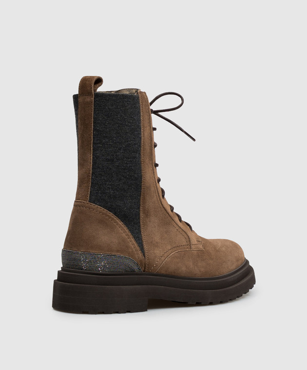 Brunello Cucinelli Коричневые замшевые ботинки с цепочкой мониль MZSFG3308 изображение 3