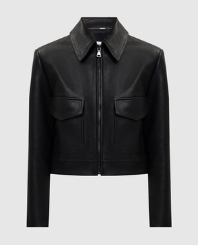 Babe Pay Pls Чорна шкіряна куртка з відкладним коміром 2424ИЗМAMAZON