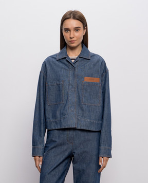 Fendi Синя джинсова куртка з тисненням логотипа FLF861AW8H