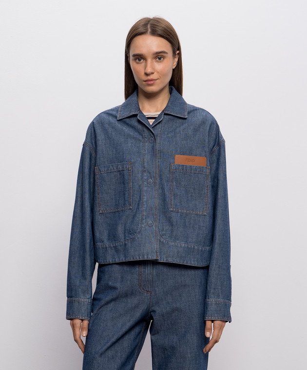Fendi Синяя джинсовая куртка с тиснением логотипа FLF861AW8H изображение 3