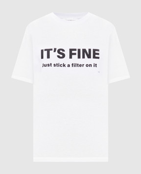 Victoria Beckham Біла футболка в принт 1126JTS007232A