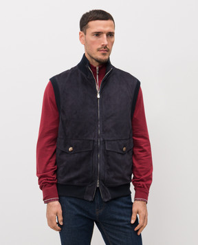 Brunello Cucinelli Синій замшевий жилет MPCLF2079