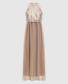 Peserico Бежевое платье с шелком двойной конструкции A0200806814