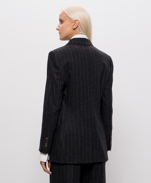 Brunello Cucinelli Темно-серый жакет с шерстью в полоску MG5767357 изображение 4