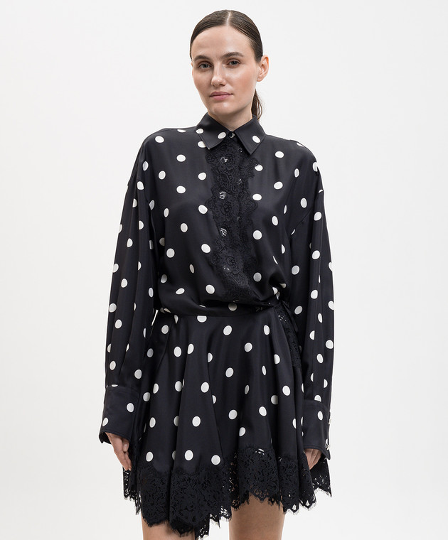 Max Mara Sportmax Черное платье BOSSO из шелка в горох SPXBOSSO изображение 3