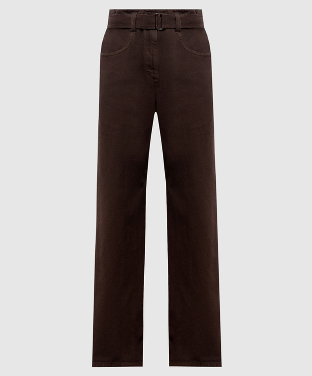 Brunello Cucinelli Коричневые джинсы с поясом M0H81P4109