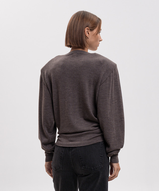 Magda Butrym Коричневий джемпер з вовни з драпіруванням KNITWEAR31LONGSL348726 зображення 4