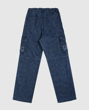 Off-White Дитячі сині джинси карго з логотипом 44BYB002F5D001