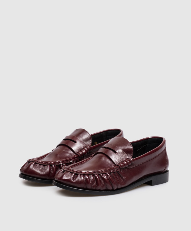 Saint Laurent Бордовые кожаные глянцевые LE LOAFER A001MMAAFGB изображение 2