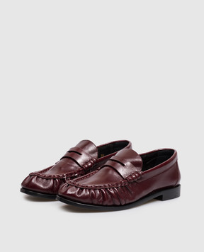 Saint Laurent Бордовые кожаные глянцевые LE LOAFER A001MMAAFGB