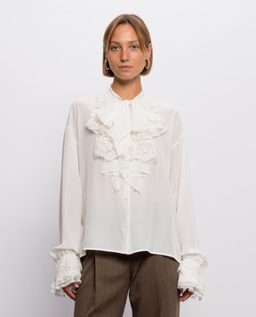 Ermanno Scervino Блуза из шелка цвета айвори с рюшами D492K360APVKX