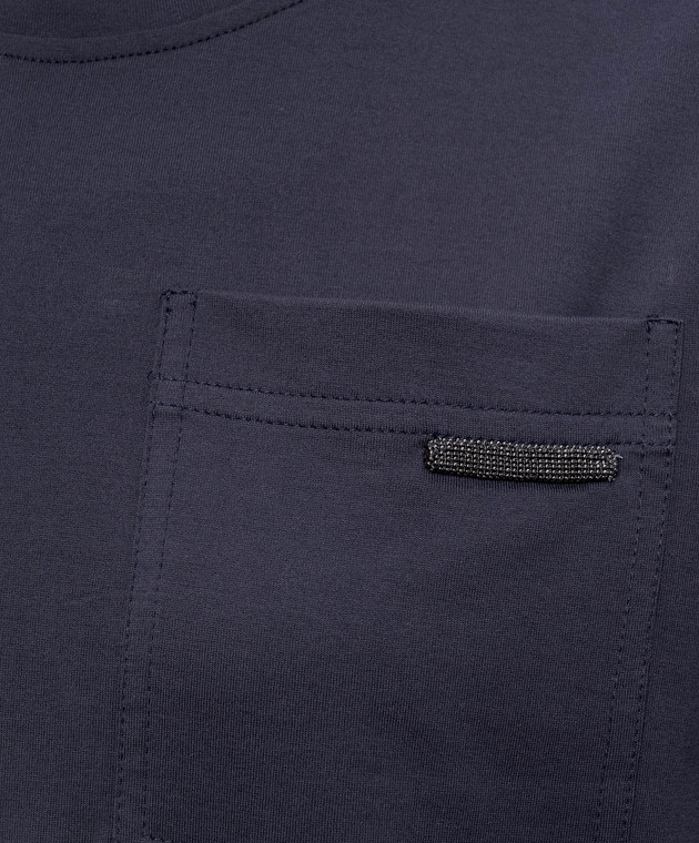 Brunello Cucinelli Синя футболка з ланцюжком MPT81EC710 зображення 5
