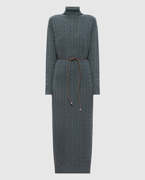 Peserico Зелена сукня міді з вовною та шовком S92216F07A09095