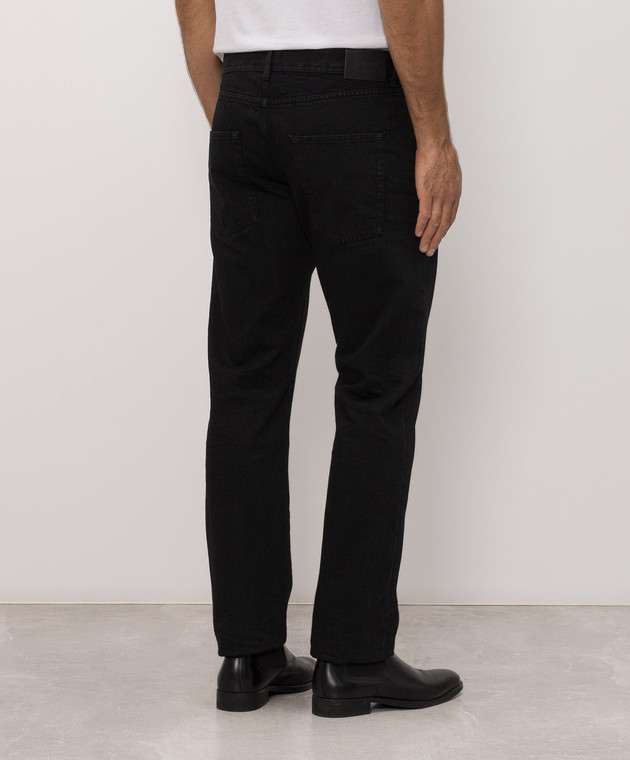 Saint Laurent Черные джинсы с кожаным патчем 854129Y07YD изображение 4