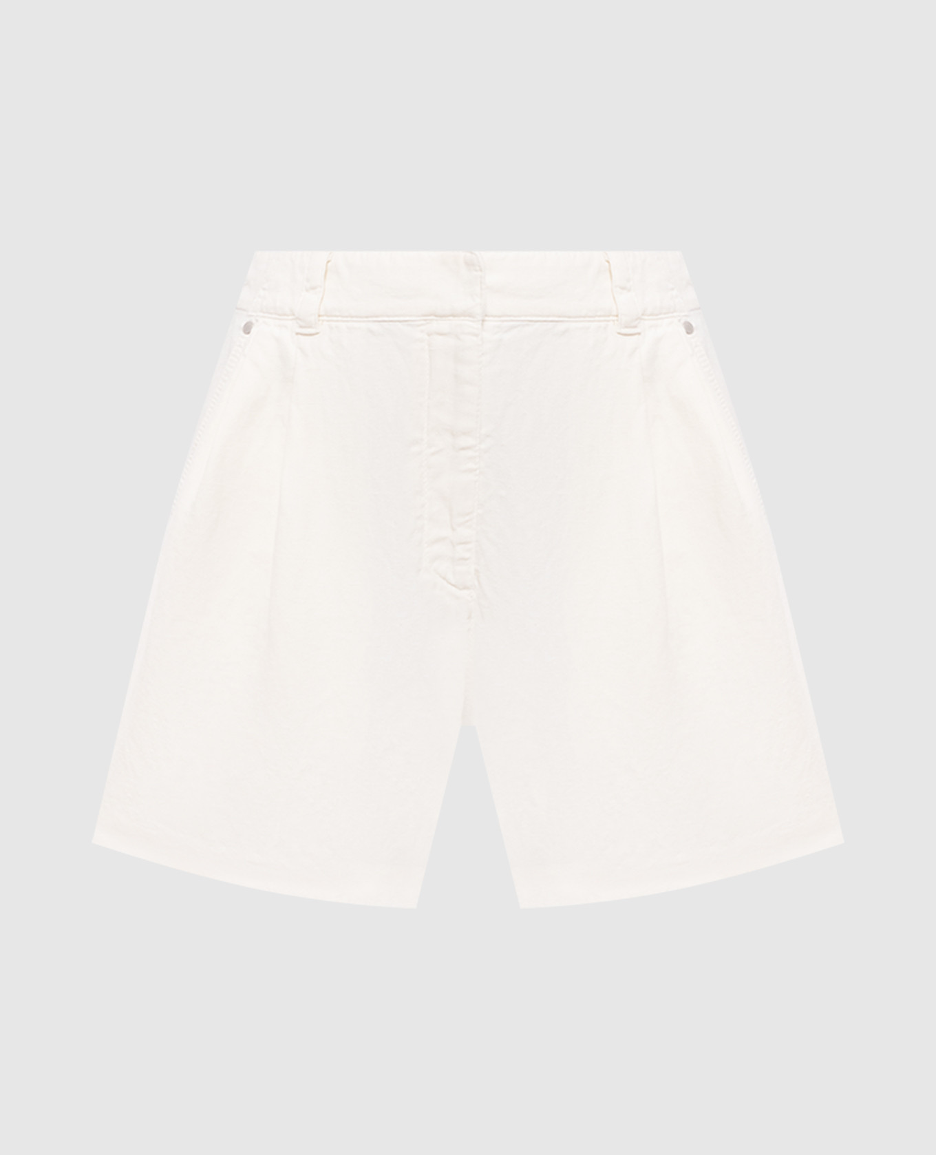 Джинсовые шорты цвета айвори с льном