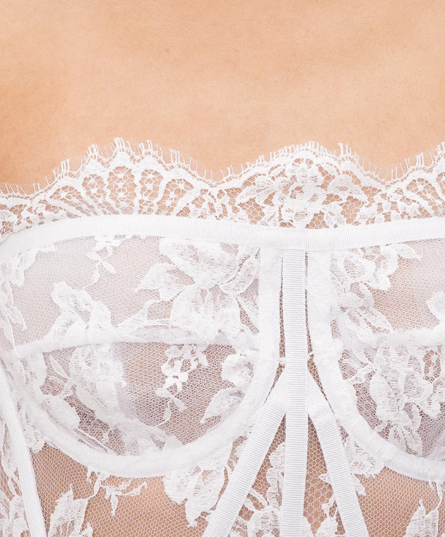 Dolce&Gabbana Білий корсетний топ з мережива F72X4THLMQJ зображення 5
