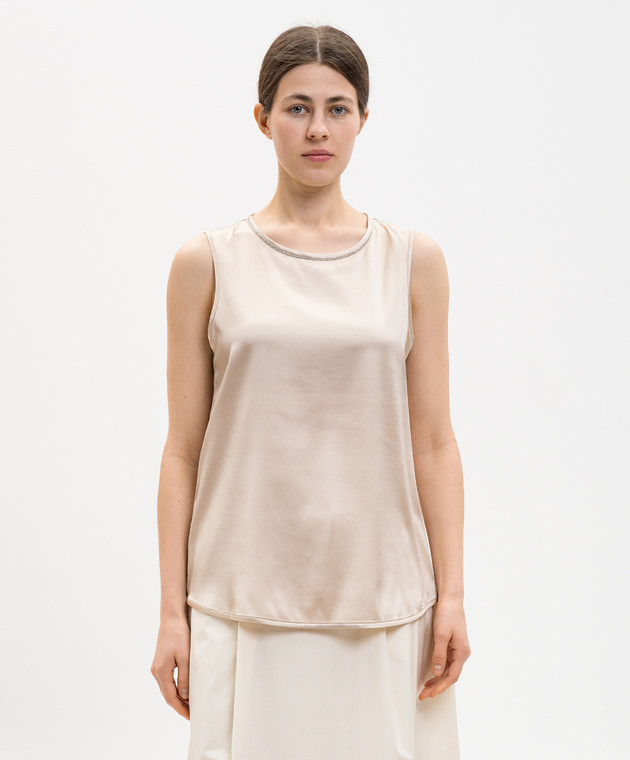Peserico Бежевий топ із шовку E08893D02372 зображення 3