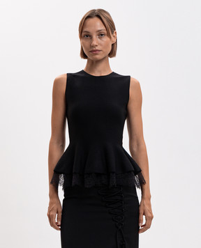 Alexander McQueen Черный топ с кружевом A002ZSQ1BH7