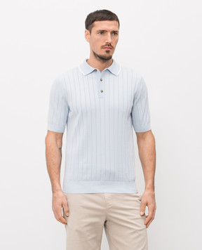 Peserico Блакитне поло в рубчик з бавовни R59490F189173R