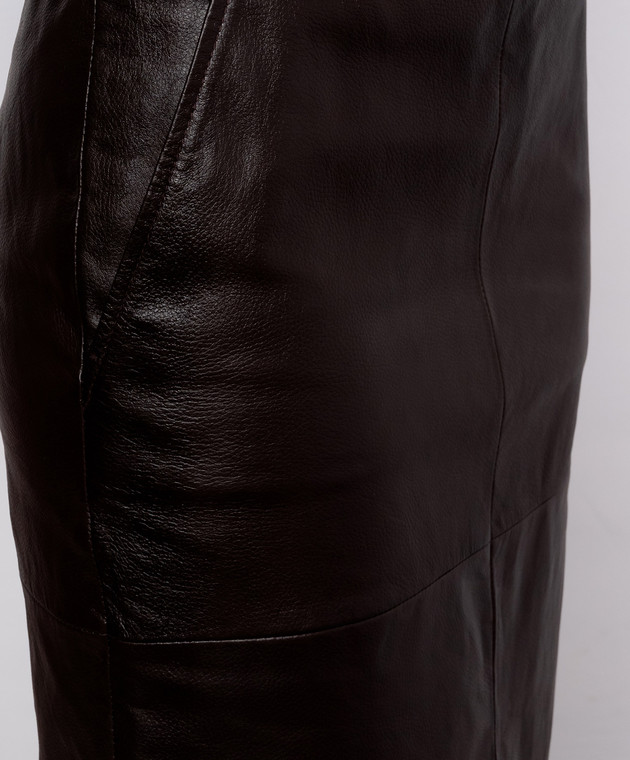 Max Mara Коричнева шкіряна спідниця TIMORE MSTTIMORE зображення 5