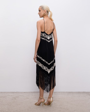 Twinset Чорна сукня з бахромою 261TT2411