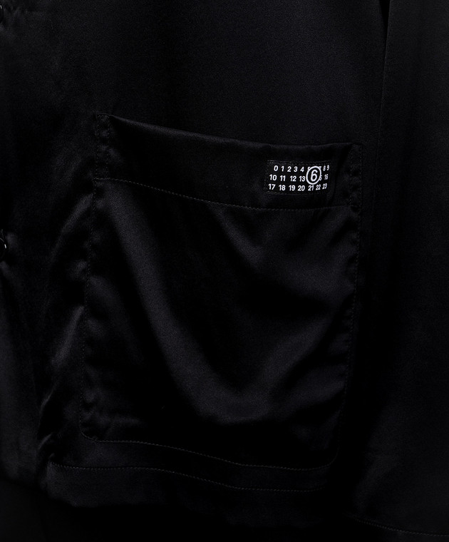 Maison Margiela MM6 Черная блуза с шелком в пижамном стиле MJHH50050 изображение 5