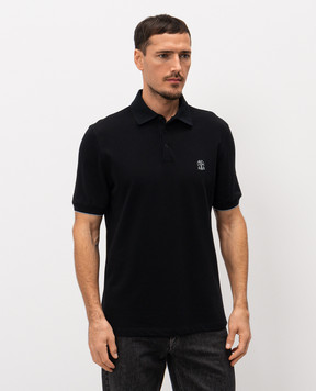 Brunello Cucinelli Черное поло с принтом эмблемы ME8548788