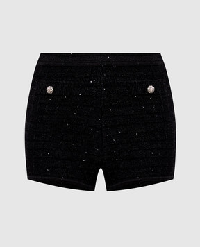 Alessandra Rich Чорні твідові шорти з вовною FABX4350K4722