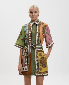 Alemais Зеленое платье Contina со льном 6536D