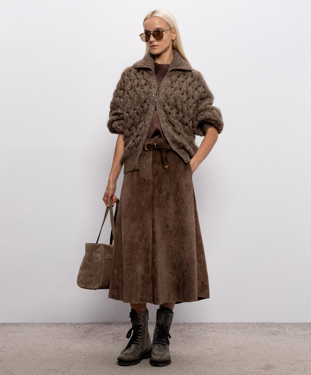 Brunello Cucinelli Коричневые блузки из шелка с цепочкой мониль M0C59DE310 изображение 2