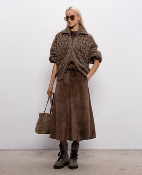 Brunello Cucinelli Коричневый кардиган с шерстью MNT347516