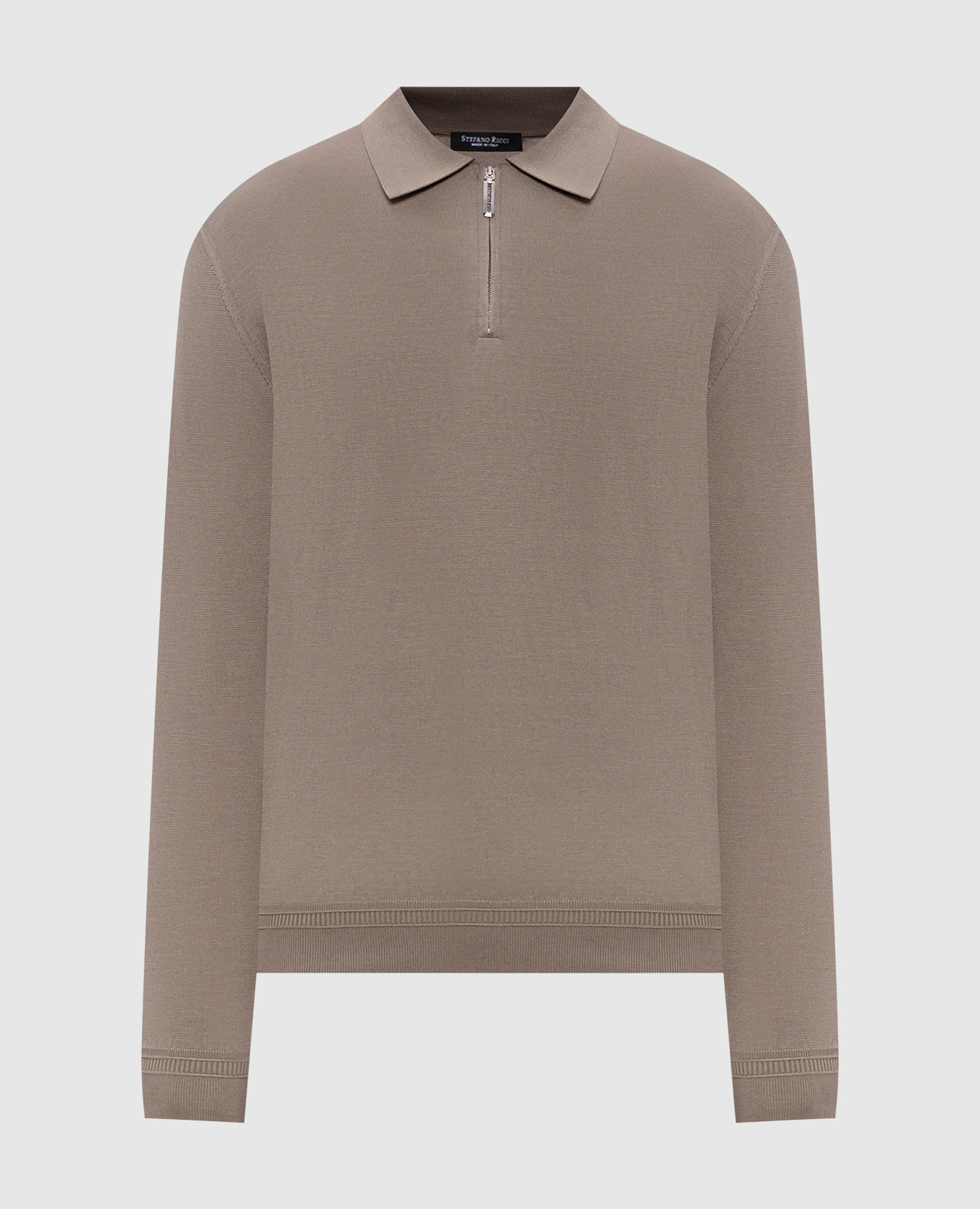 Серое поло из шелка с монограммой логотипа