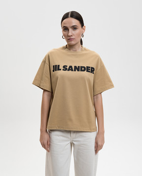 Jil Sander Коричнева футболка з контрастним принтом логотипа J02GC0140J20348