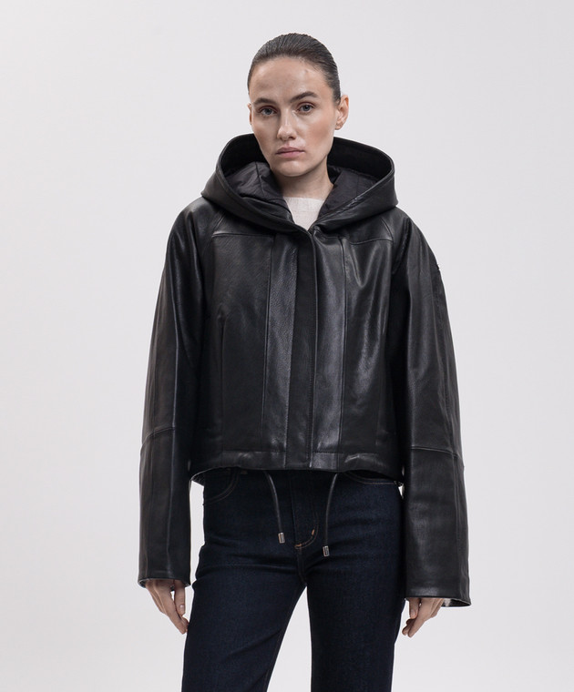 Max Mara Sportmax Чорна шкіряна куртка KABALA SPXKABALA зображення 3