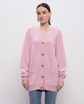 Balmain Розовый кардиган из шерсти и кашемира GF1KO003KI87