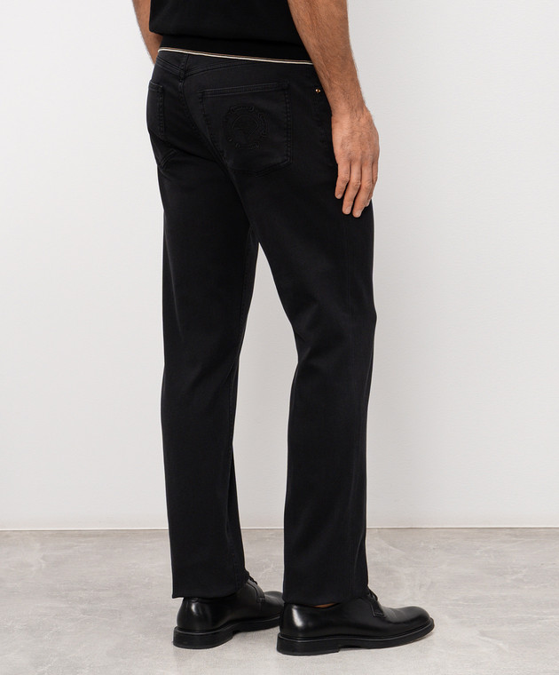 Stefano Ricci Черные джинсы с кожаным патчем логотипа MFT62B1211T109BK изображение 4