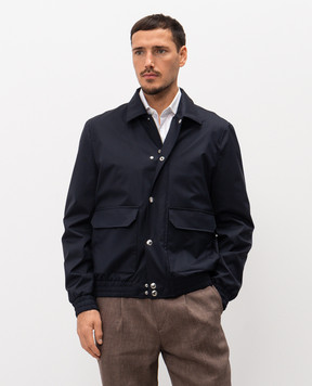 Brunello Cucinelli Синя куртка із шовку та вовни MM4346571