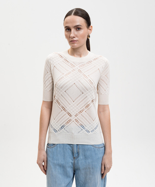 Ermanno Scervino Топ цвета айвори с шелком D485L759APIJG изображение 3