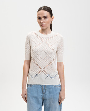 Ermanno Scervino Топ кольору айворі з шовком D485L759APIJG