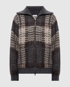Brunello Cucinelli Серый кардиган с шерстью в клеточку MMT571726