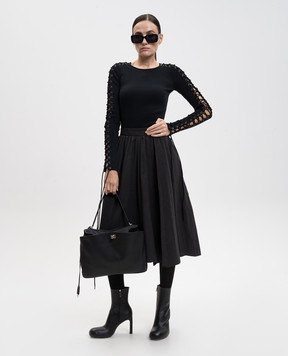 Balenciaga Комбинированная юбка миди с льном 838770TST05