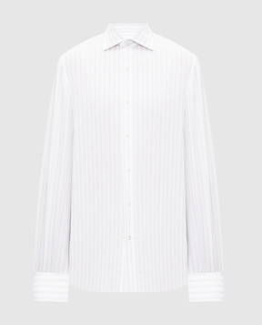 ISAIA Біла сорочка з льоном в смужку IM10TCC9998