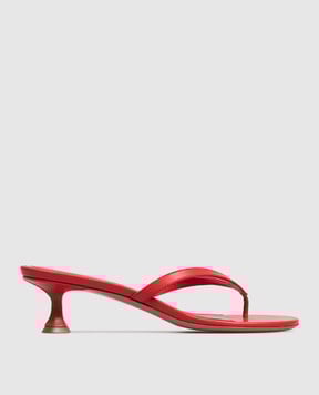 Amina Muaddi Червоні шкіряні мюлі Juliette 17S366195JUL