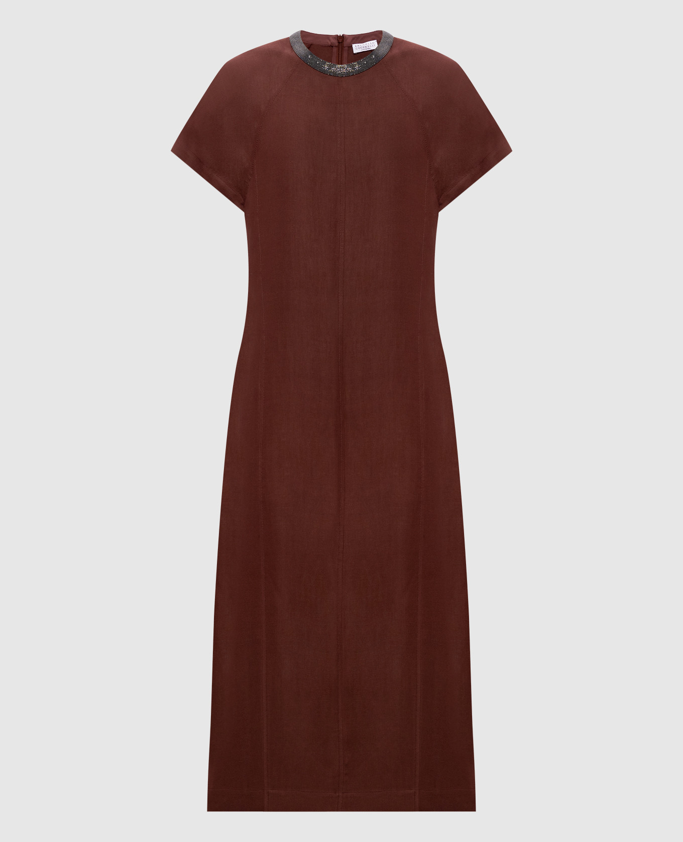 Коричневое платье с леном